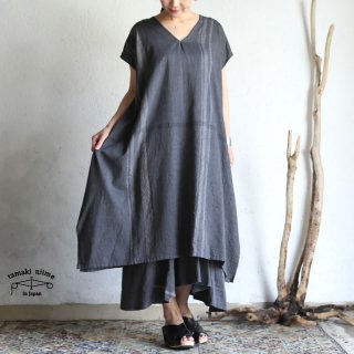 tamaki niime(タマキ ニイメ) 玉木新雌  basic wear fuwa t LONG Vネック gray cotton 100% / フワT ロング グレー コットン100%