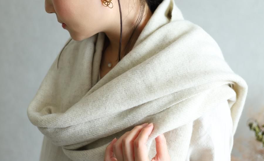 evam eva カシミヤストール グレージュ cashmere stole カシミヤストール evam eva | 日々花［ Hibika