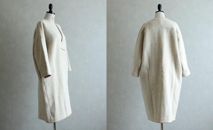 evam eva(エヴァム エヴァ)【2019aw新作】 ウールツイードローブコート