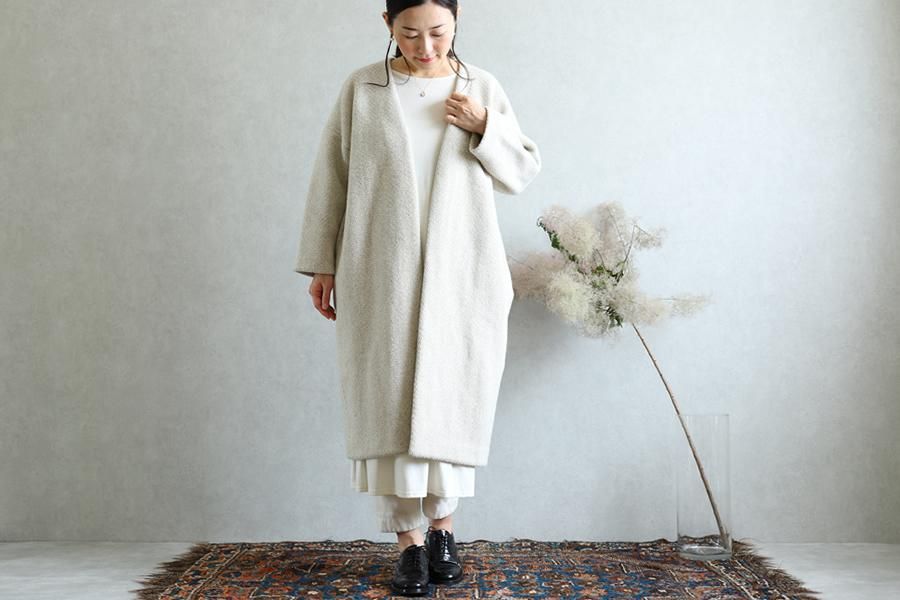 evam eva(エヴァム エヴァ)【2019aw新作】 ウールツイードローブコート