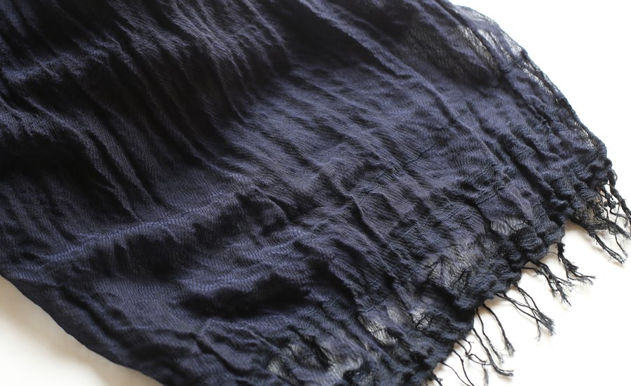 tamaki niime(タマキ ニイメ) 玉木新雌 basic shawl big navy / ベーシックショール ビッグ ネイビー  コットン100% -lizm