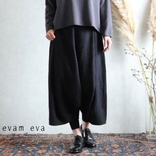 evam eva( )2019aw 饤󥰥ͥ 륨ѥ ֥å / raising linen sarrouel pants black E193T102