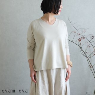 evam eva( )2020ss 饤󥰥䡼Vͥåץ륪С / raising yarn V neck pullover ecru(11) E201K015