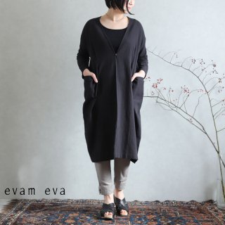 evam eva( )2020ss åȥͥ ɥåץݥåȥ / cotton linen drop pocket robe sumi(98)  E201T063