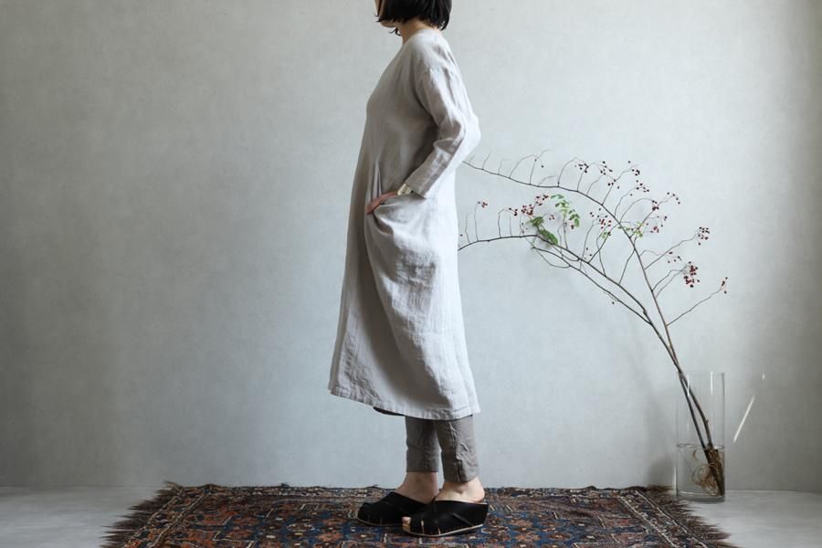 evam eva リネンドロップポケットワンピース evameva (エヴァムエヴァ) cotton linen drop pocket OP