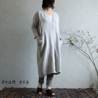 evam eva(エヴァム エヴァ)【2020ss新作】 リネン ドロップポケットローブ / linen drop pocket robe light gray(82)  E201T146