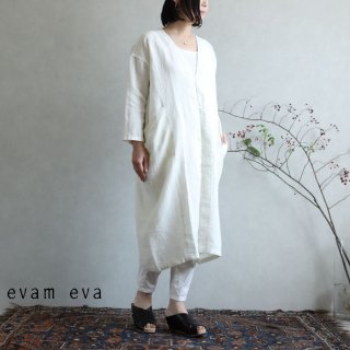 evam eva(エヴァム エヴァ)【2020ss新作】 リネン ドロップポケットローブ / linen drop pocket robe antique white(06)  E201T146