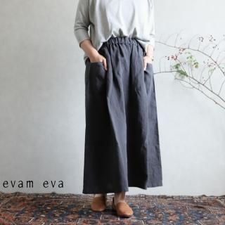 evam eva( )2020ssۥͥ ɥåץݥåȥ / linen drop pocket skirt blue gray(85)   E201T147