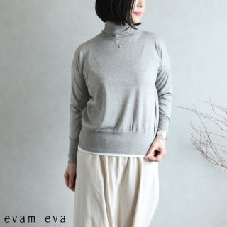 evam eva(エヴァム エヴァ) 【2020aw新作】シルクカシミヤ タートルネック / silk cashmere turtleneck gray(80)  E203K031