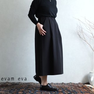 evam eva(エヴァム エヴァ) 【2020aw新作】コットンタックスカート / cotton tuck skirt black(90)  E203T072