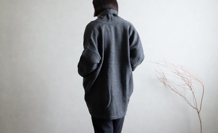evam eva(エヴァム エヴァ) 【2020aw新作】ショートローブ コート / short robe coat charcoal(89