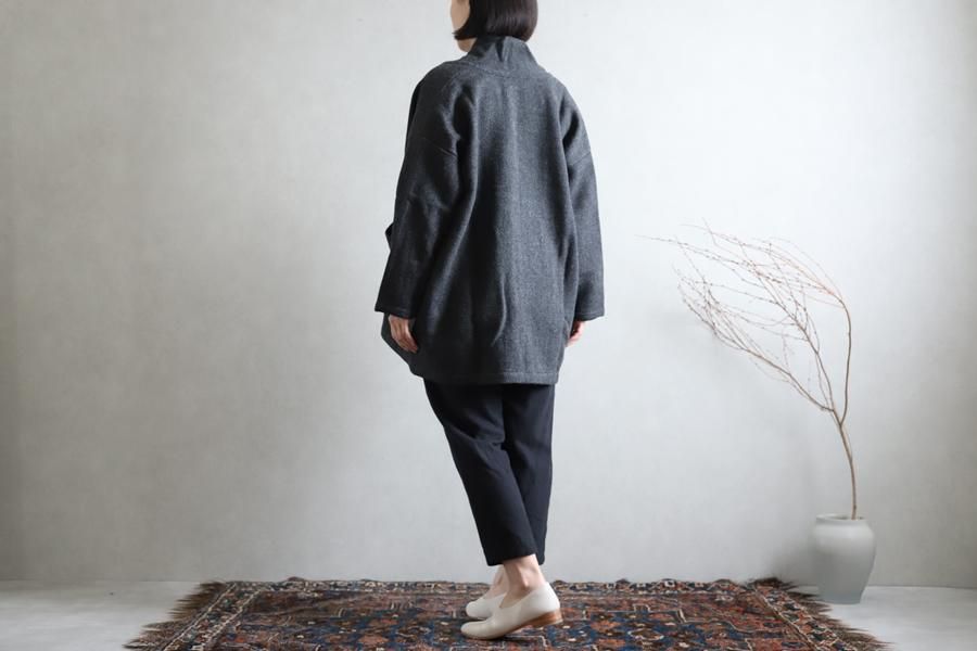 evam eva(エヴァム エヴァ) 【2020aw新作】ショートローブ コート / short robe coat charcoal(89