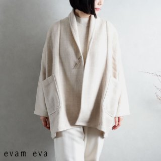 evam eva(エヴァム エヴァ) 【2020aw新作】ショートローブ コート / short robe coat ivory(05)  E203T125