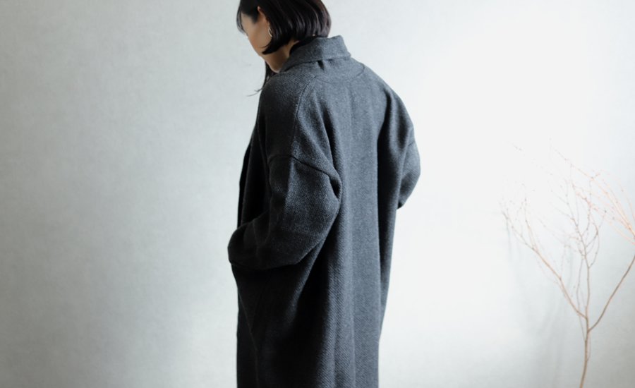 evam eva(エヴァム エヴァ) 【2020aw新作】ロングローブ コート / long robe coat charcoal(89