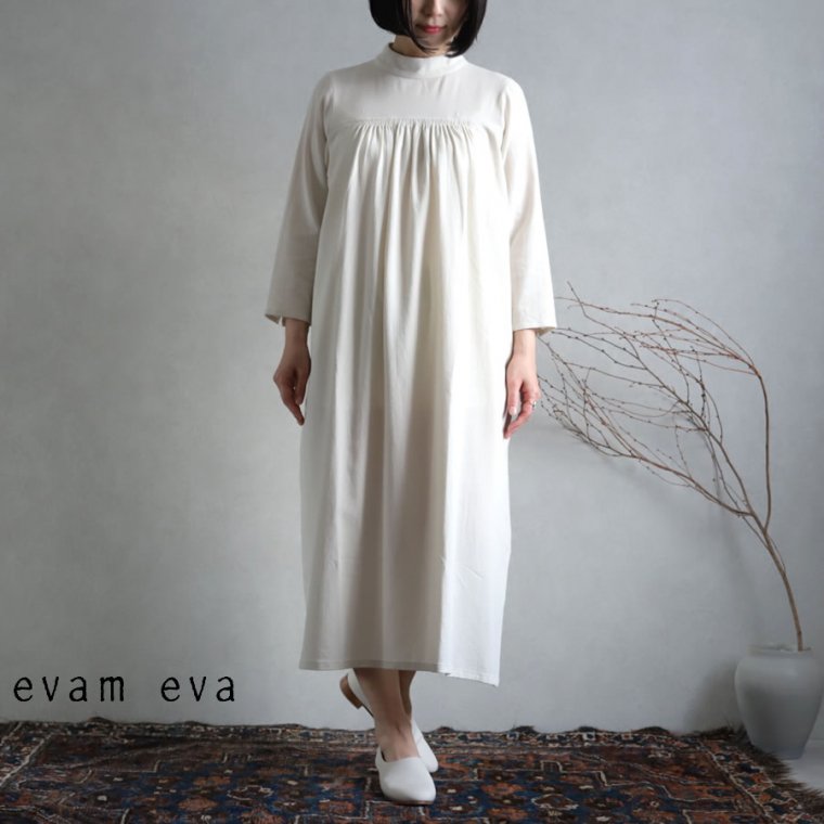 evam eva(エヴァム エヴァ) ハイネックワンピース / high necked one-piece ecru (11) E211T021-  lizm