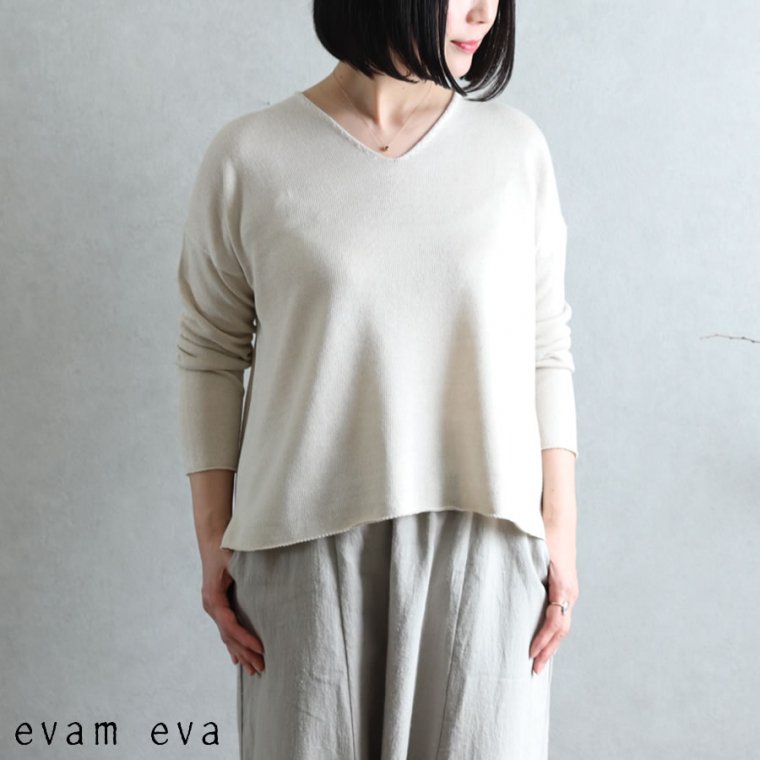 タグ付き evam eva リネン カシュクール プルオーバー ゆったり 日本製 evameva (エヴァムエヴァ) linen cache coeur pullover / リネン
