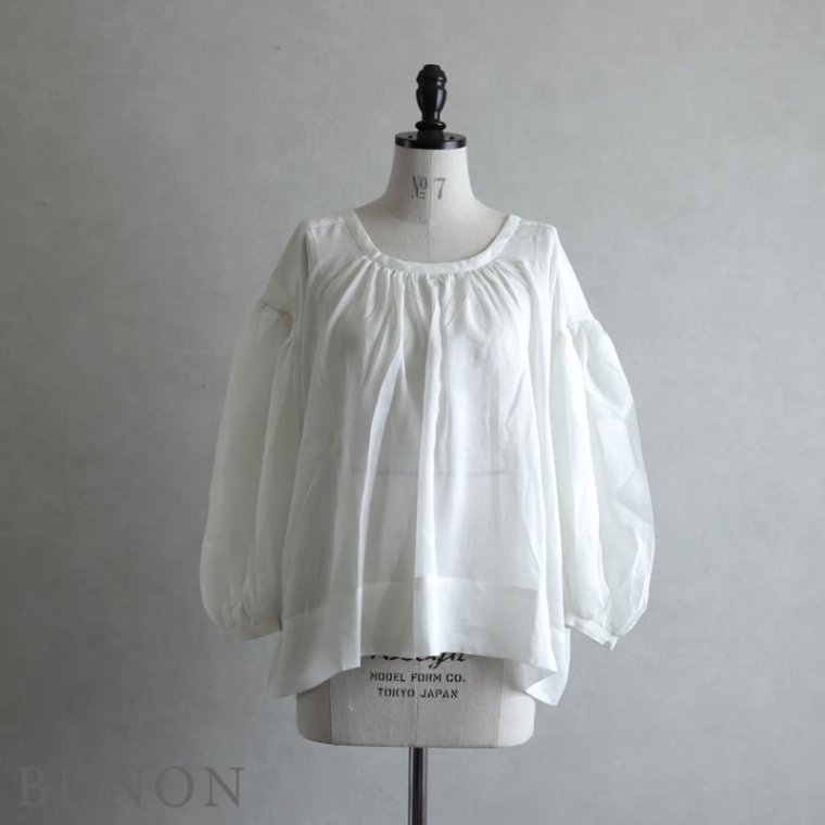 BUNON(ブノン)【2021SS新作】Khadi Cotton Silk Gather Blouse オフ 
