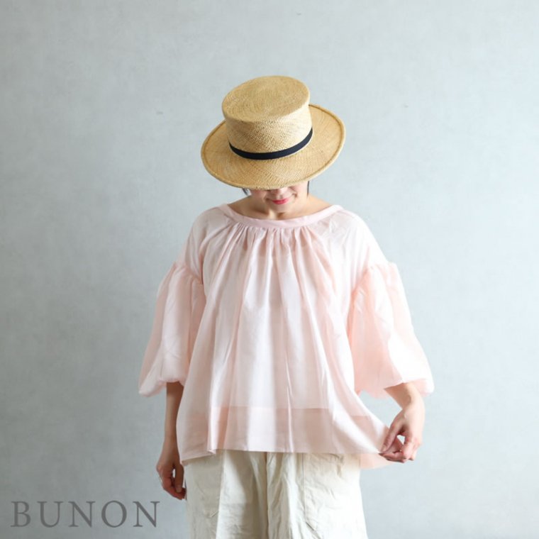 BUNON(ブノン)【2021SS新作】Khadi Cotton Silk Gather Blouse ヌード 