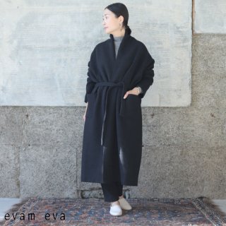 evam eva(エヴァム エヴァ) 【2021aw新作】プレスウール ローブコート / press wool robe coat charcoal(89) E213K117