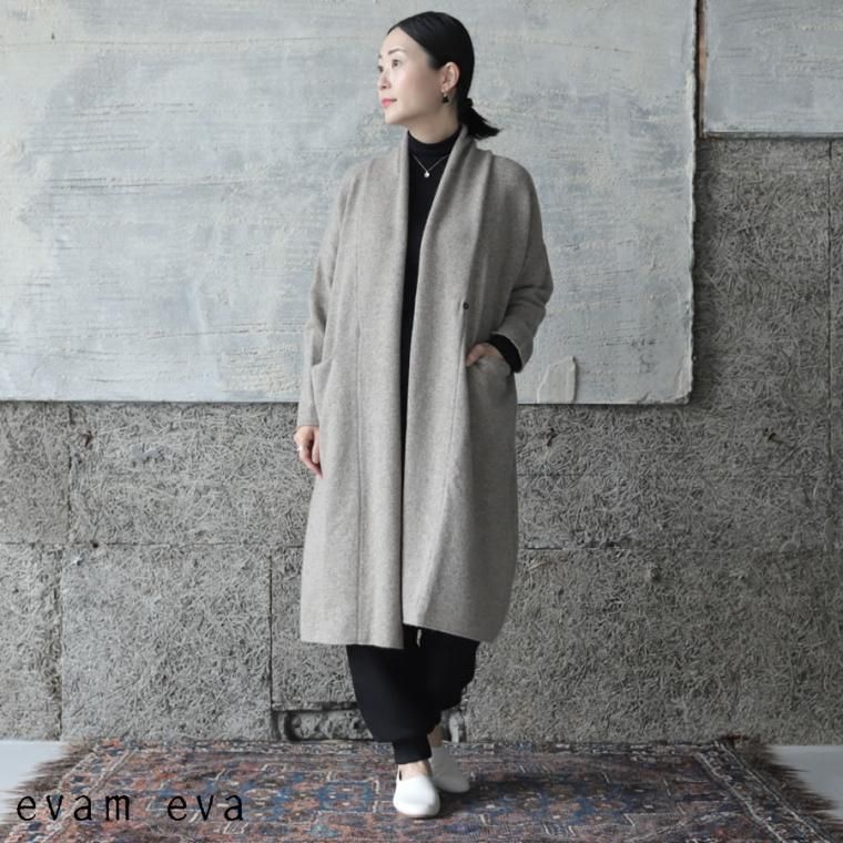 evam eva(エヴァム エヴァ) 【2021aw新作】ヤク ウール ローブ / yak wool robe mocha(44) E213K184-  lizm