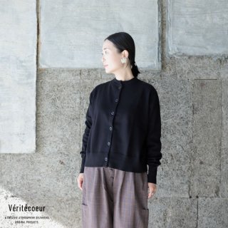 【30％OFF】Veritecoeur(ヴェリテクール)【BASIC】クルーネックカーデ BLACK / ST-093
