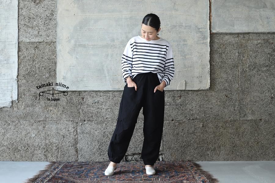 tamaki niime(タマキ ニイメ) 玉木新雌 BLACK denim nica pants HOSO