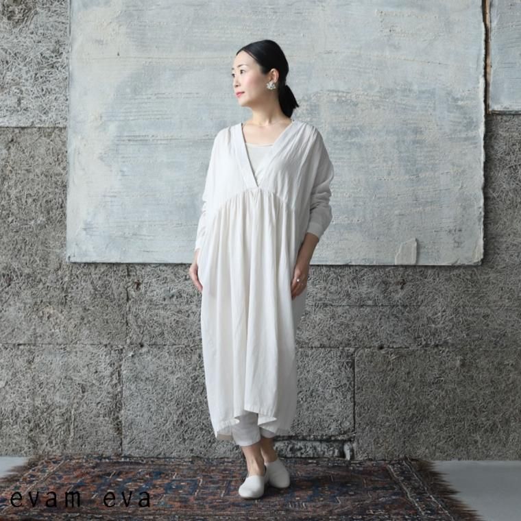 Evam Eva エヴァム エヴァ 22ss新作 コットンワンピース Cotton One Piece Antique White 14 E221t077 Lizm