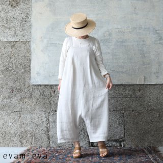 evam eva(エヴァム エヴァ) 【2022ss新作】リネンサロペット / linen salopette antique white(14) E221T105