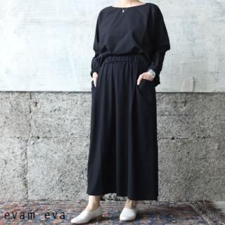 evam eva(エヴァム エヴァ) vie 【2022ss新作】カットソー タックスカート / cut&sew tuck skirt black(90) V221C960