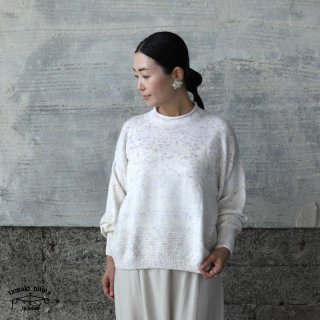 tamaki niime(タマキ ニイメ) 玉木新雌 only one PO knit グリ 04 / ホワイトミックス系 ポニットウール90% コットン10%
