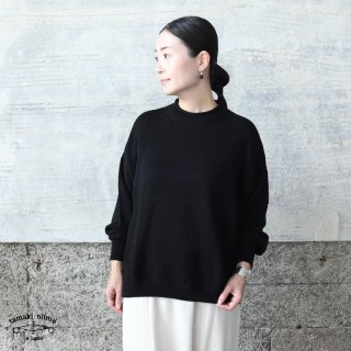 tamaki niime(タマキ ニイメ) 玉木新雌 only one PO knit グリ 01 / ブラック系 ポニットウール90% コットン10%