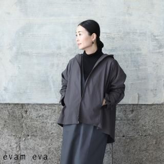 【美品】evam evaコットンフード付きショートコート size2 ベージュ evam eva エヴァムエヴァ プレスウール ノーカラー ショート