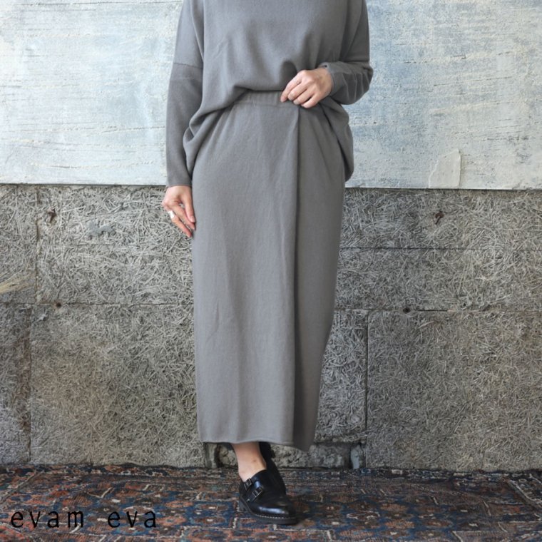 evam eva(エヴァム エヴァ) カシミヤ スカート オターグレー / cashmere skirt otter gray(47)  E223K135 - lizm
