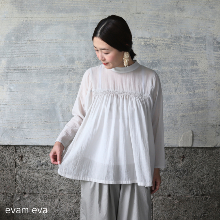 COTTON SHIRRING PULLOVER