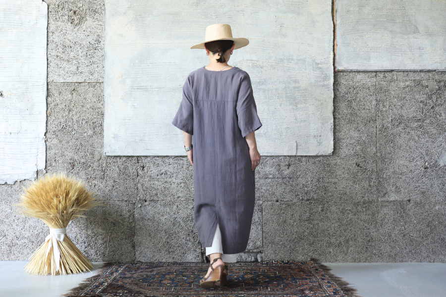 evam eva(エヴァム エヴァ) コットン リネン ワンピース / cotton linen onepiece mauve gray(83)  E231T155 - lizm