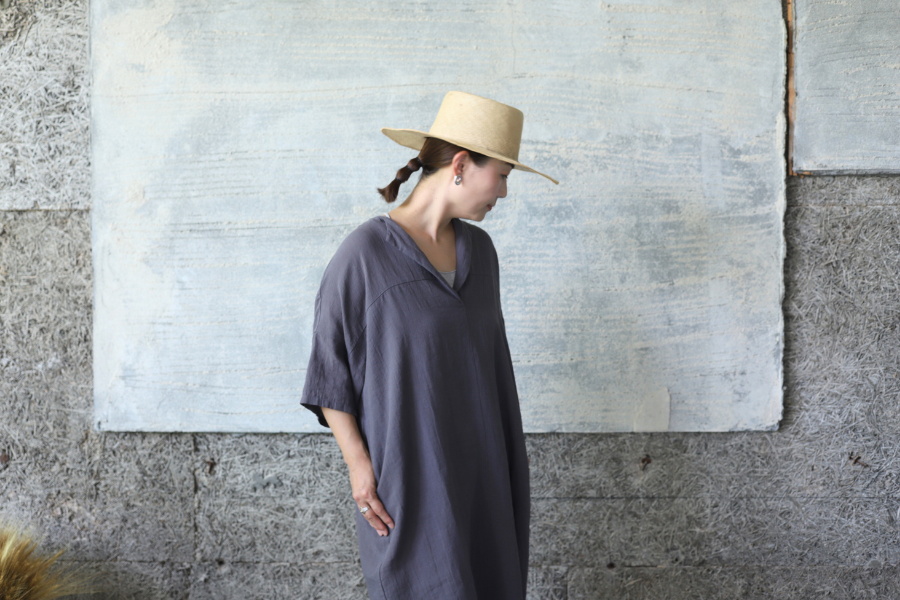 evam eva(エヴァム エヴァ) コットン リネン ワンピース / cotton linen onepiece mauve gray(83)  E231T155 - lizm