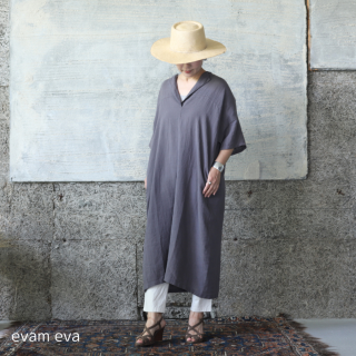 evam eva(エヴァム エヴァ) コットン リネン ワンピース / cotton linen onepiece mauve gray(83) E231T155