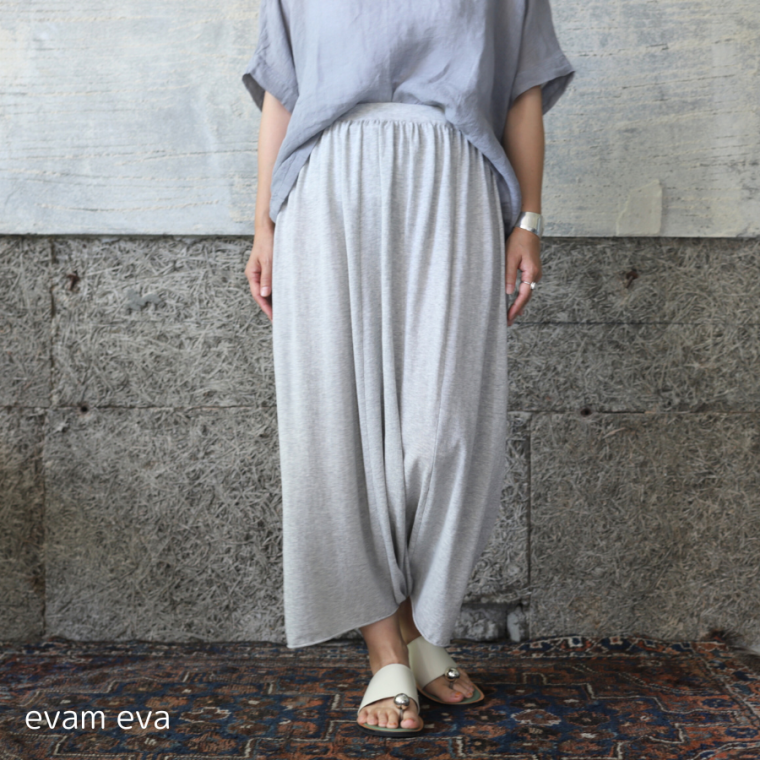 evam eva(エヴァム エヴァ) ハイツイスト コットン サルエル パンツ / high twist cotton sarrouel pants  light gray(82) V231K932 - lizm