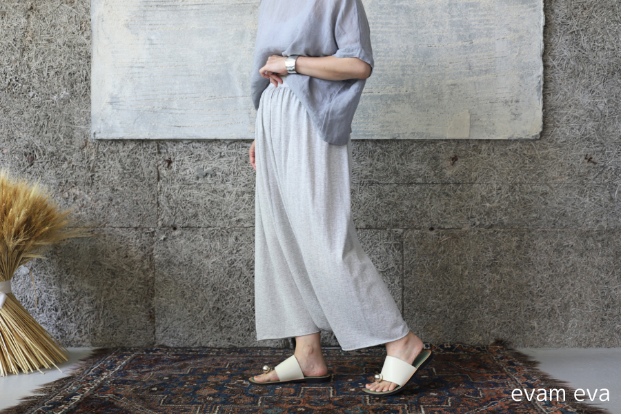 evam eva(エヴァム エヴァ) ハイツイスト コットン サルエル パンツ / high twist cotton sarrouel pants  light gray(82) V231K932 - lizm