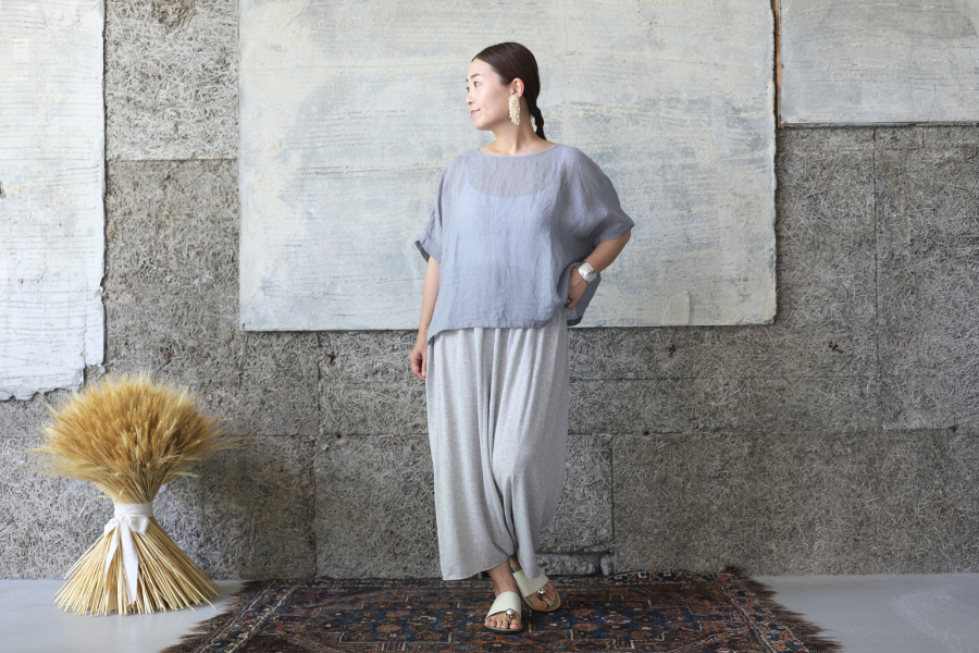 evam eva(エヴァム エヴァ) ハイツイスト コットン サルエル パンツ / high twist cotton sarrouel pants light gray(82) V231K932 - lizm evam eva(エヴァム エヴァ) ハイツイスト コットン サルエル パンツ / high twist cotton sarrouel pants light gray(82) V231K932 - lizm
