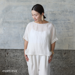 evam eva(エヴァム エヴァ) リネン プルオーバー / linen pullover antique white(04) E231T210