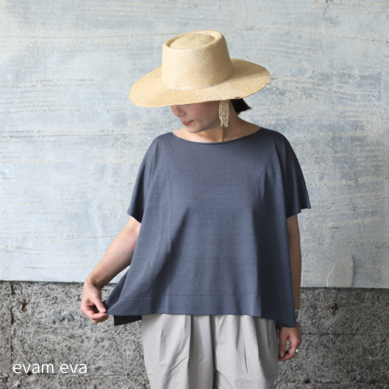 evam eva(エヴァム エヴァ) リネンワイド プルオーバー / linen wide pullover blue gray(85) E231K202 - lizm evam eva(エヴァム エヴァ) リネンワイド プルオーバー / linen wide pullover blue gray(85) E231K202 - lizm