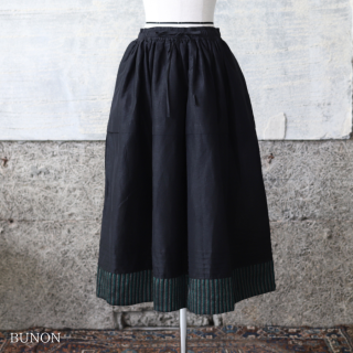BUNON(֥Υ)Kantha Gather Skirt black / 󥿥㥶 BN2432