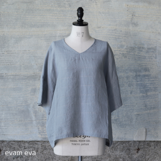evam eva( )  / linen stitches pullover fog (62) E251T172