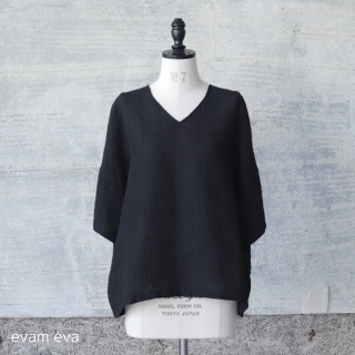 evam eva( )  / linen stitches pullover black (90) E251T172