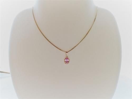 天然パープル ピンク サファイア ペンダントトップ1.18ct k18 f