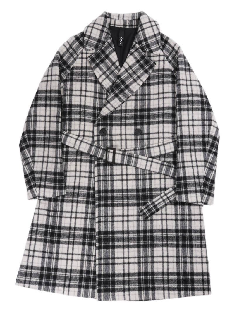 極美品】Hevo BRINDISI コットングレンチェックベルテッドコート