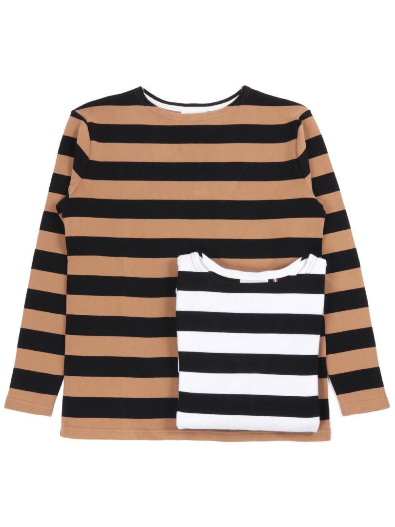 【MAISON CORNICHON】<br>ボーダーボートネックカットソー