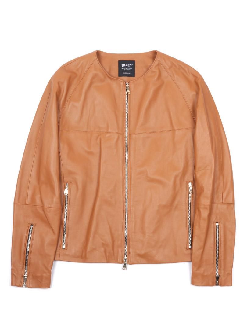 レザーノーカラーライダースジャケット FELIX NAPPA GOLD｜EMMETI 正規
