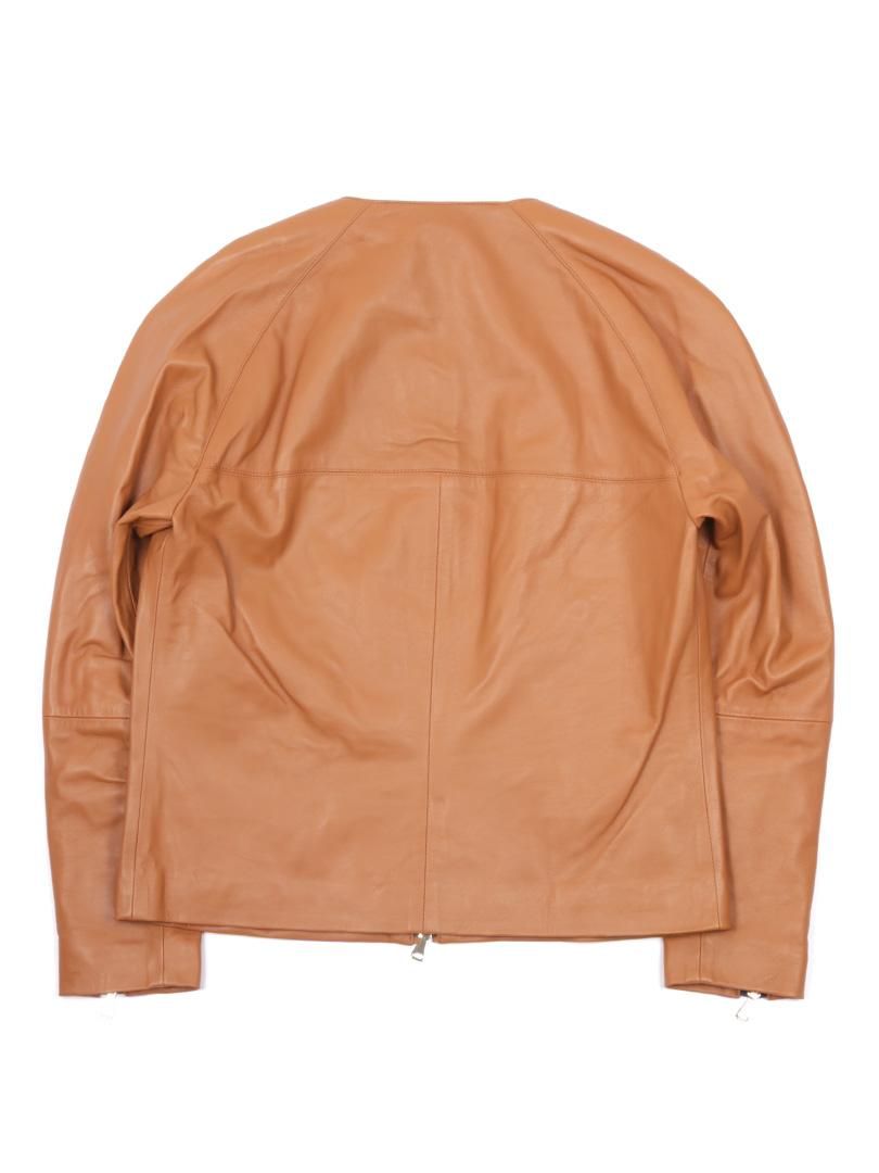 EMMETI レザー　ジャケット　ライダース　FELIX 46 美品 レザーノーカラーライダースジャケット FELIX NAPPA GOLD｜EMMETI 正規